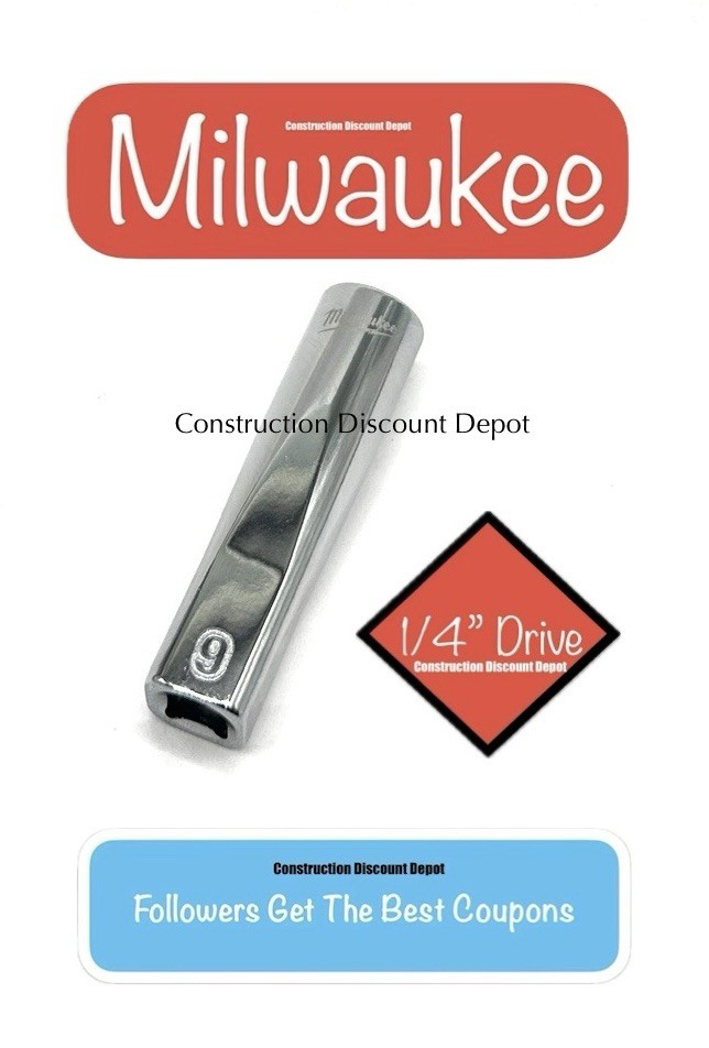Milwaukee Tool 45-34-9047 1/4″ In. Drive 9mm Metric 6-Point Deep Socket