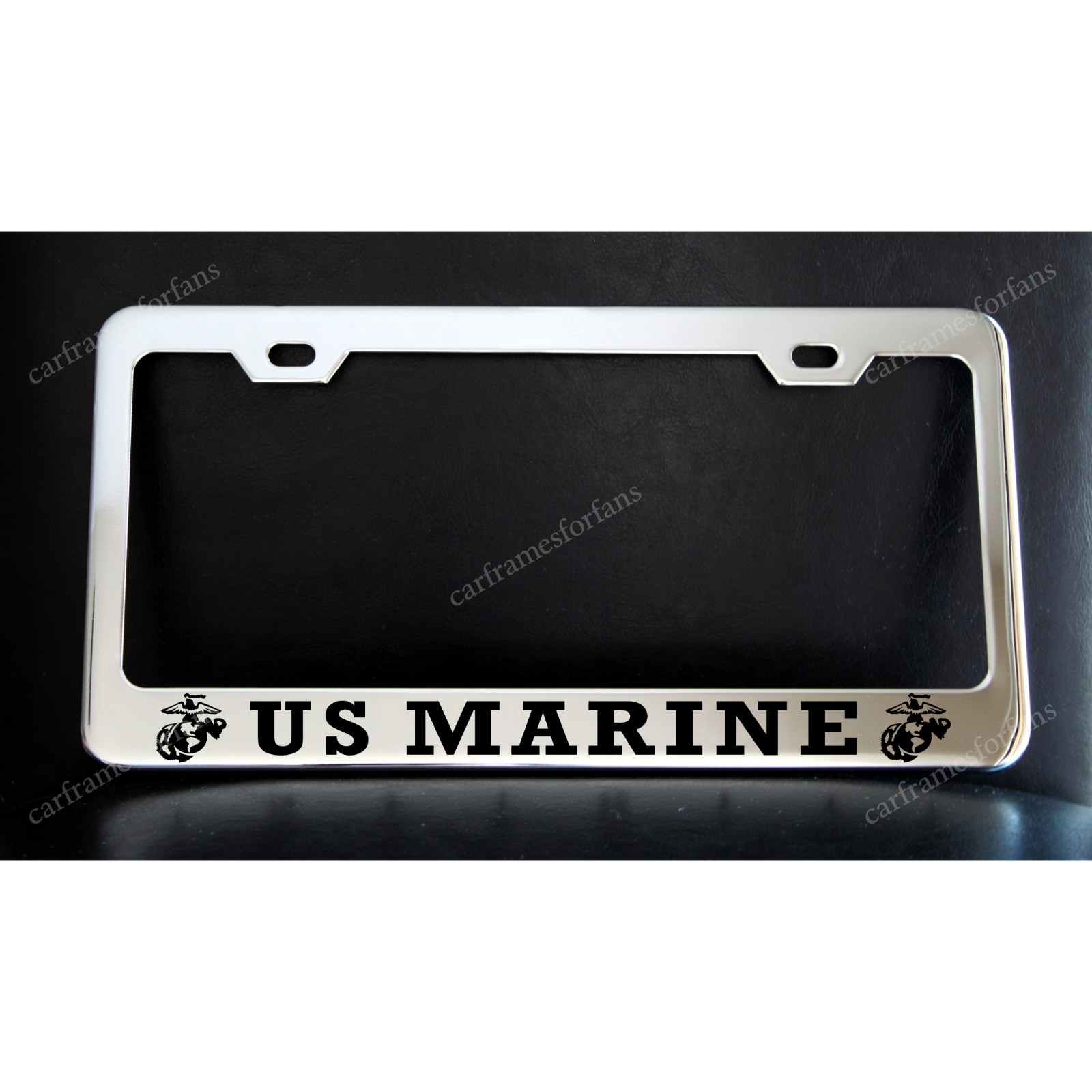 UNITED STATES MARINE License Plate Frame – Chrome Plated Metal