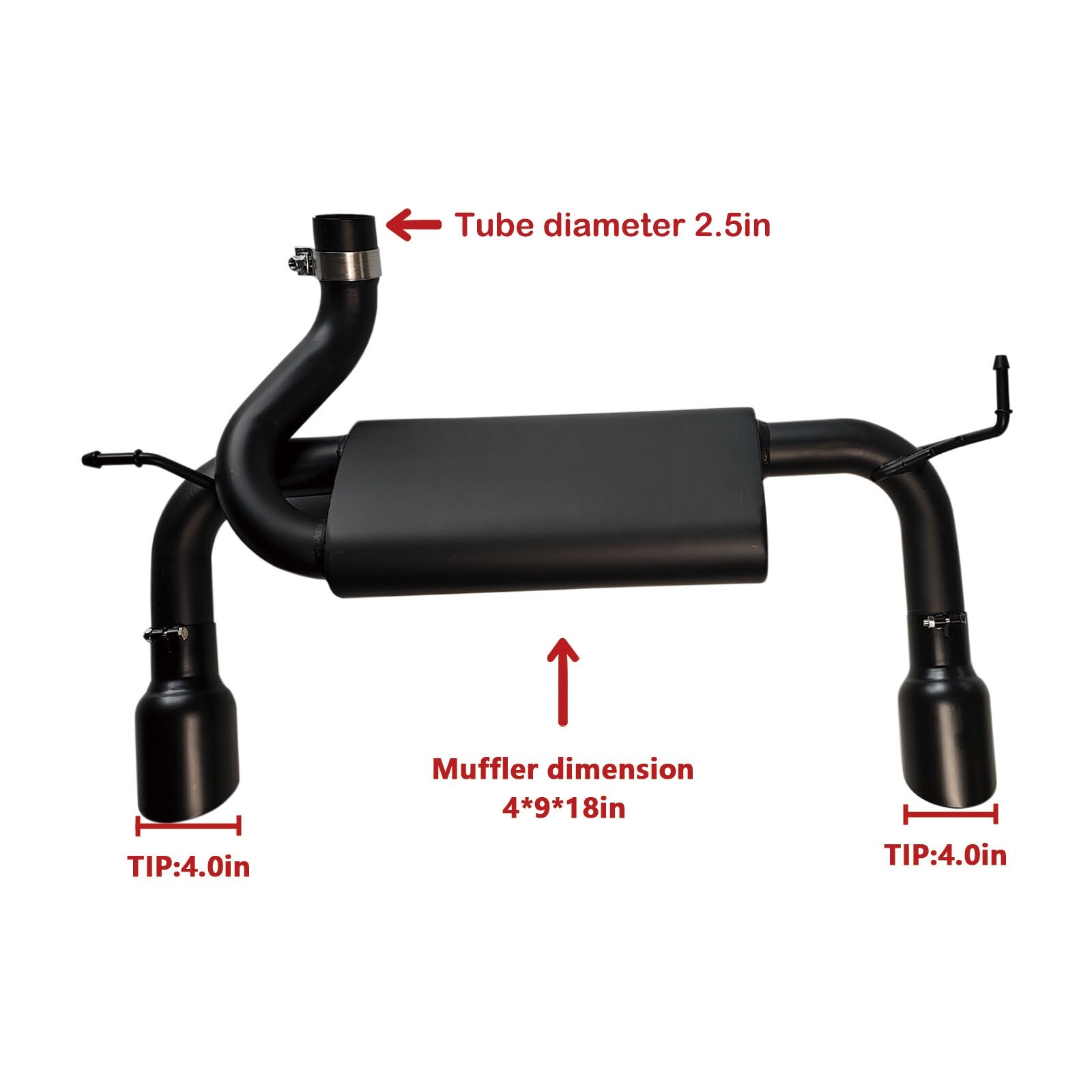 For 2007- 2017 Jeep Wrangler JK Matte Black Dual Cat Back Exhaust System 2DR 4DR
