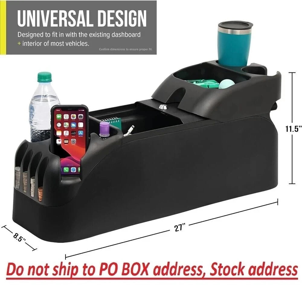 Universal Car Center Console Cup Holders Large Vans Suv Storage Organizer Black