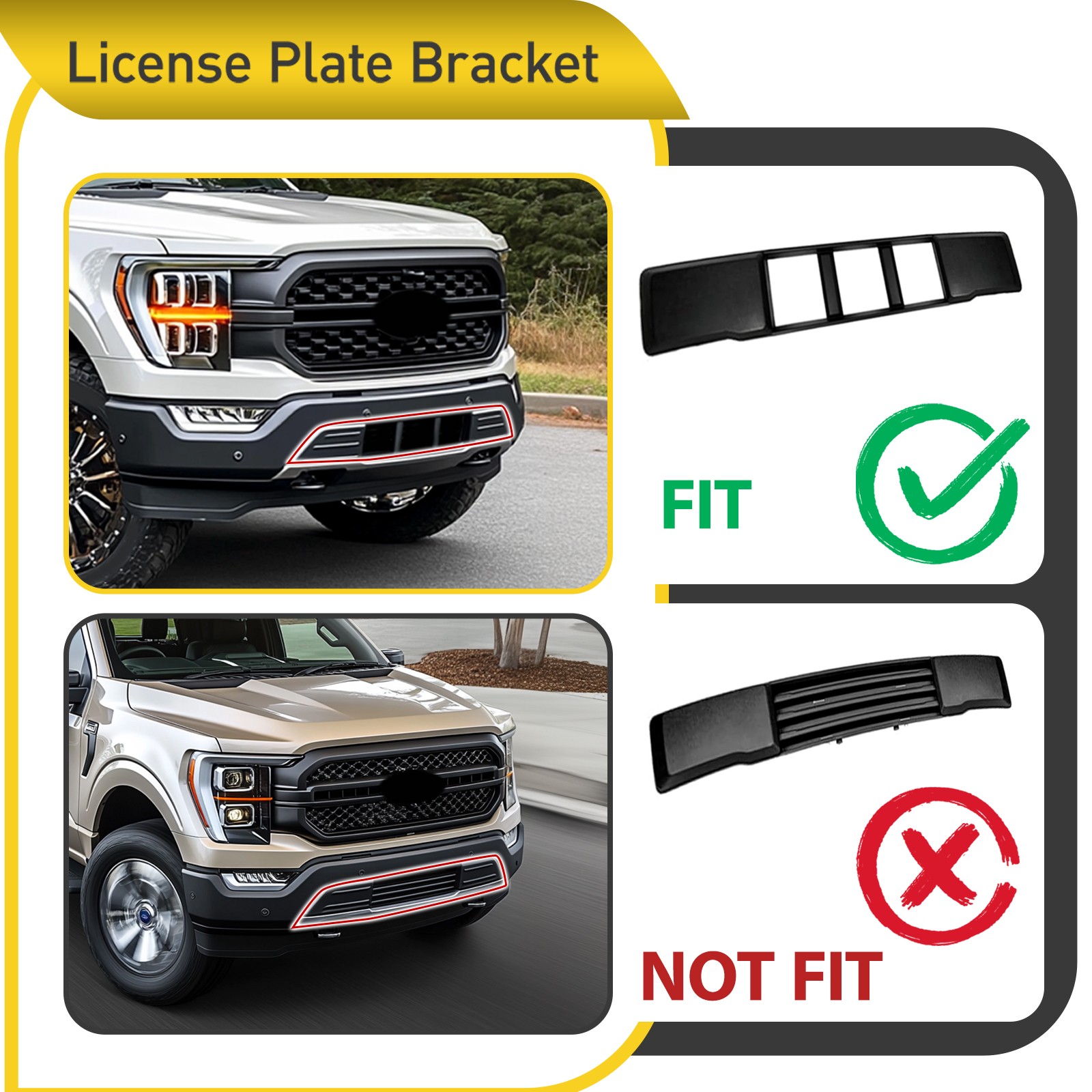 Front License Plate Bracket Frame Holder For 2021-2023 Ford F150 ML3Z-17A385-BB