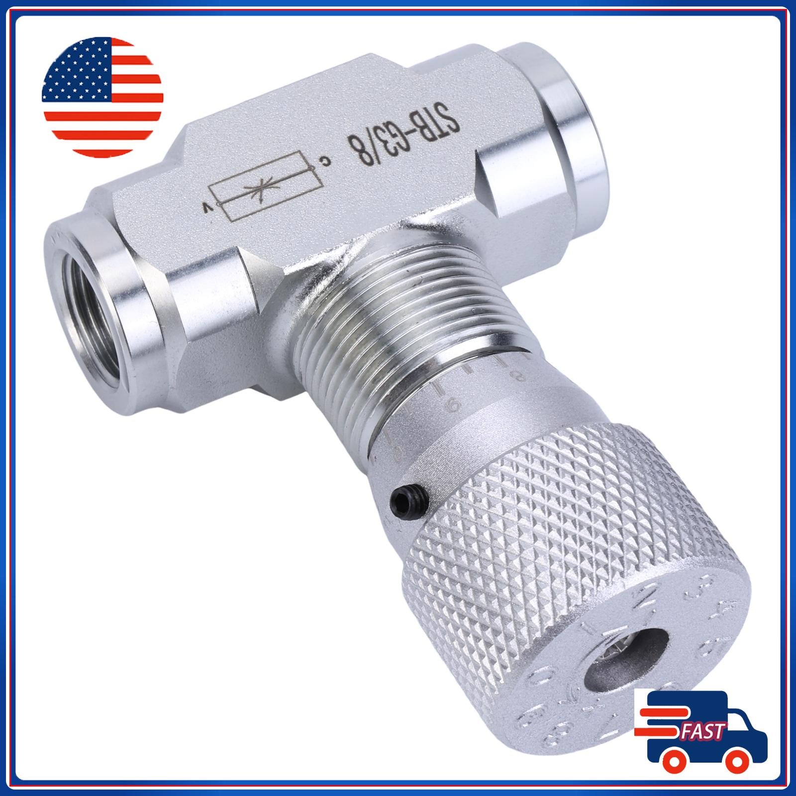 For Fluids Gases 3/8″ Hydraulic Flow Control Two-way Joint NPT Carbon Steel