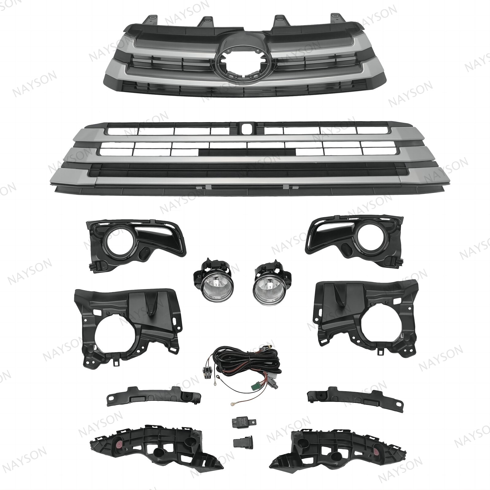 For Highlander 2017-2019 Bumper Upper Grille/Lower Grill/Foglight Kits/Brackets