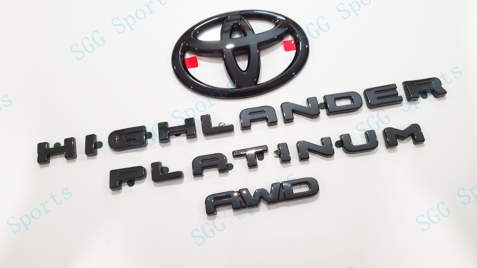 4pc Gloss Black HIGHLANDER Platinum Logo AWD OVERLAY Emblem 2020+ Highlander