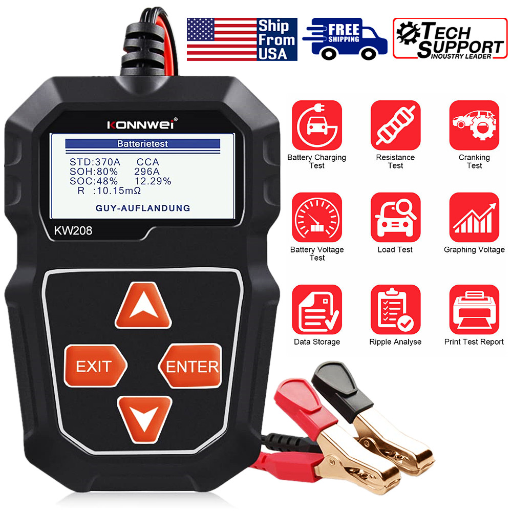 KONNWEI KW208 Car Battery Tester 12V Load Tester Charging Cranking Analyzer