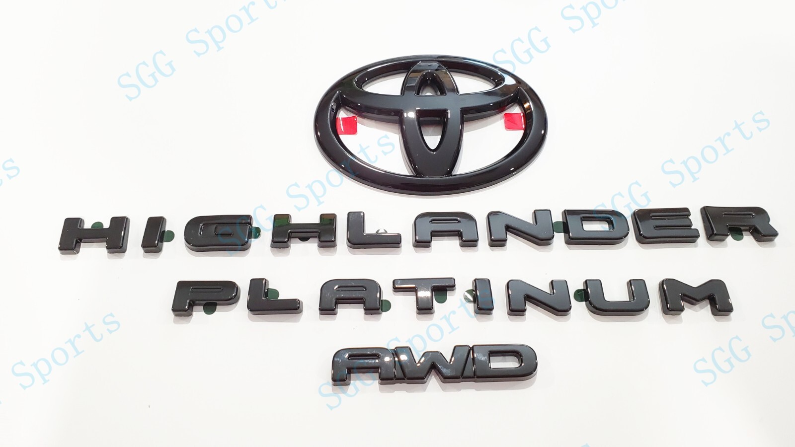 4pc Gloss Black HIGHLANDER Platinum Logo AWD OVERLAY Emblem 2020+ Highlander