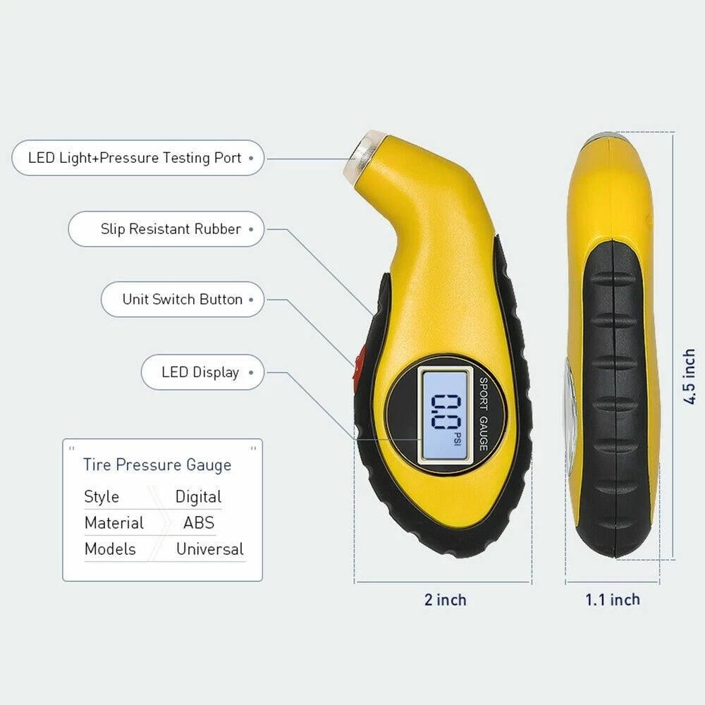 2026 Car Motorcycle Tyre Gauge Tire Air Pressure Guage LCD Digital Meter Tester