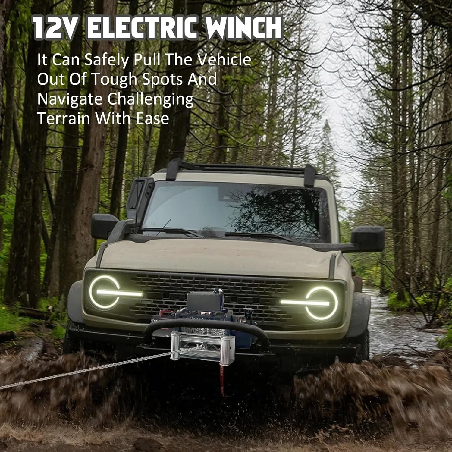 Electric Winch Truck 18,800 lb Steel Cable IP65 Waterproof Remote Control 12V