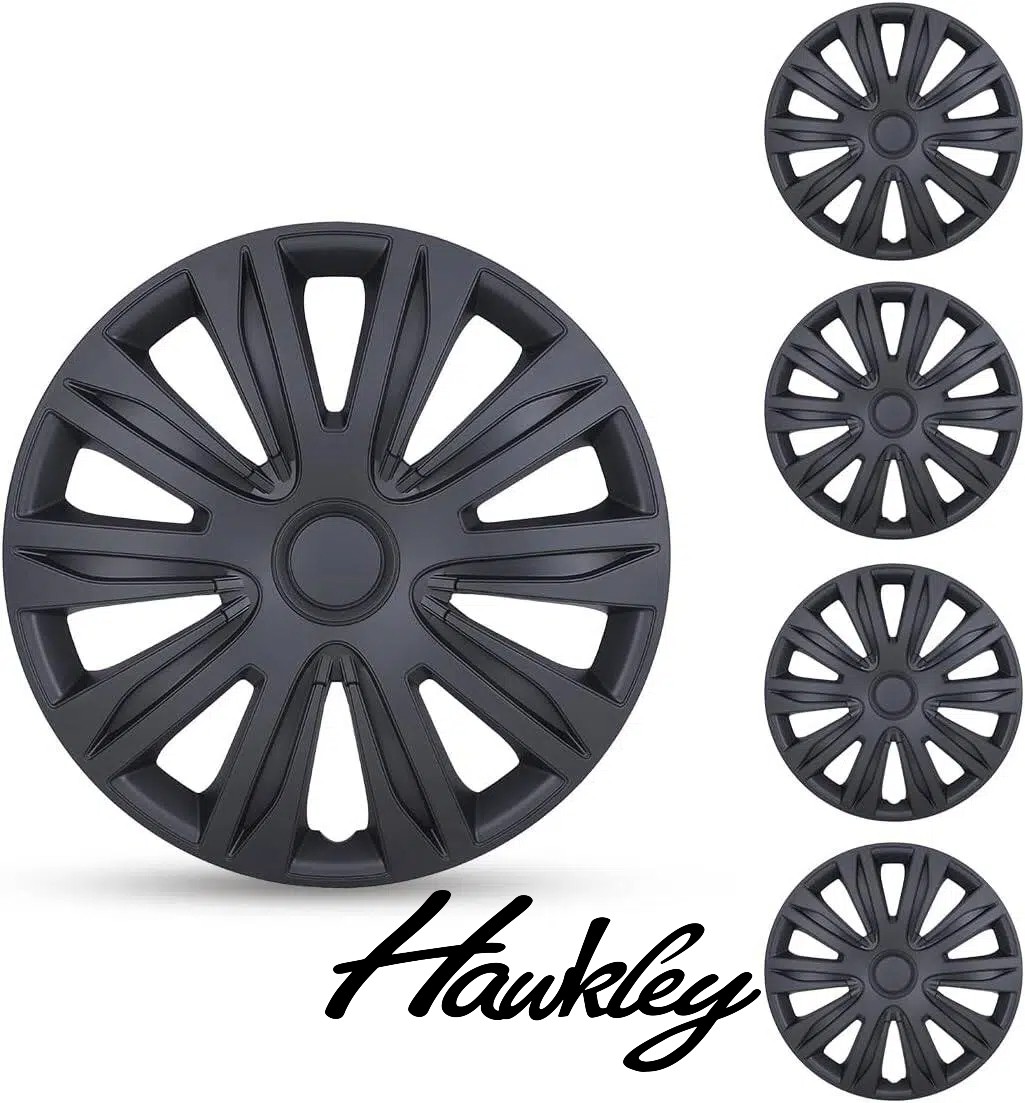 16″ Matte Black Wheel Skins Hubcaps Set 4 Universal for Car Truck SUV Steel ABS