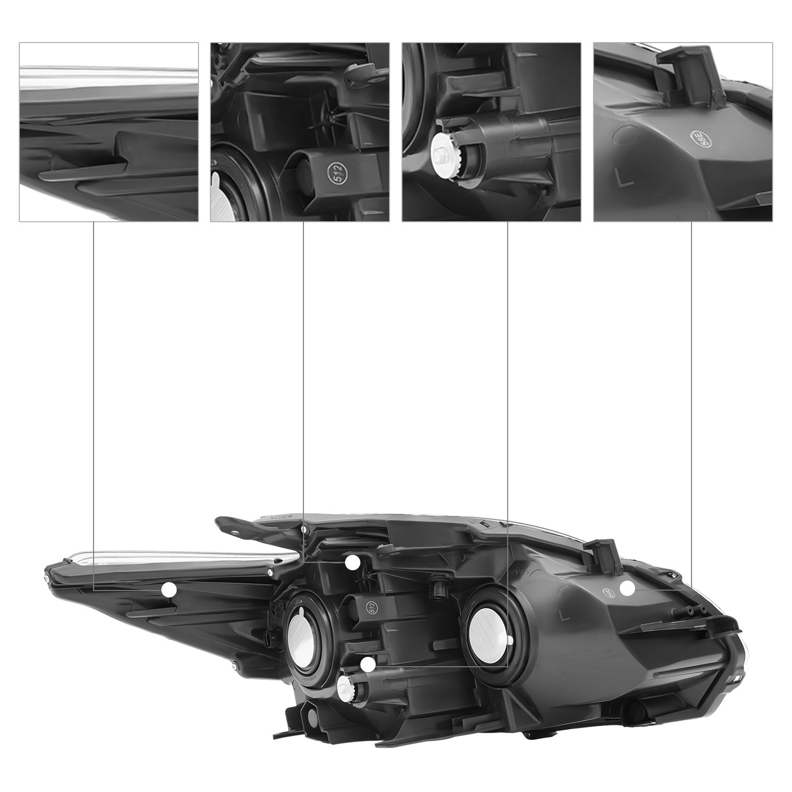 Driver Headlight Assembly For 2010-2011 Toyota Prius Left Side black Lens