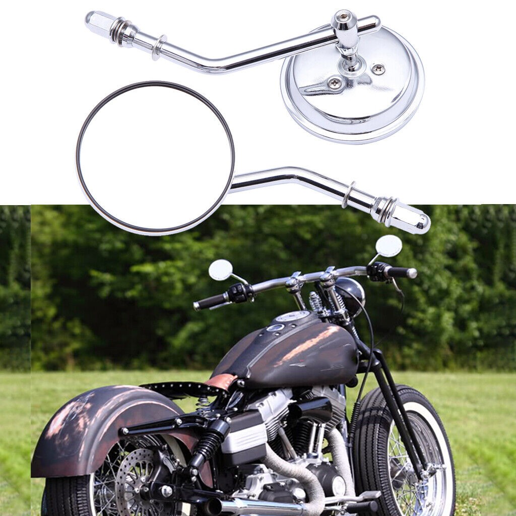 Chrome Round Motorcycle Rearview Mirrors For Harley Softail Dyna Bobber Chopper