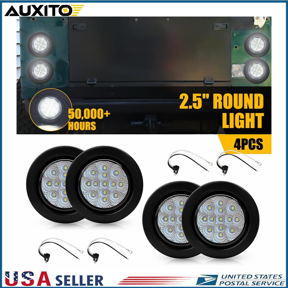 Clear Lens 4Pcs 2.5″ Round 13 LED DOT IP67 Trailer Clearance Side Marker Lights