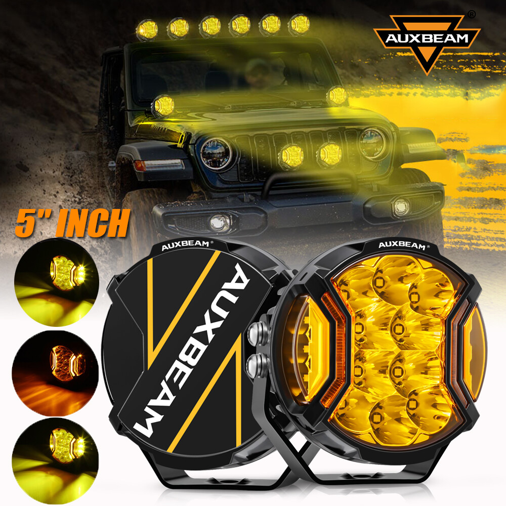 AUXBEAM V-ULTRA Series 2X 5Inch 172W LED Amber Side Shooter Spot Pod Lights DRL