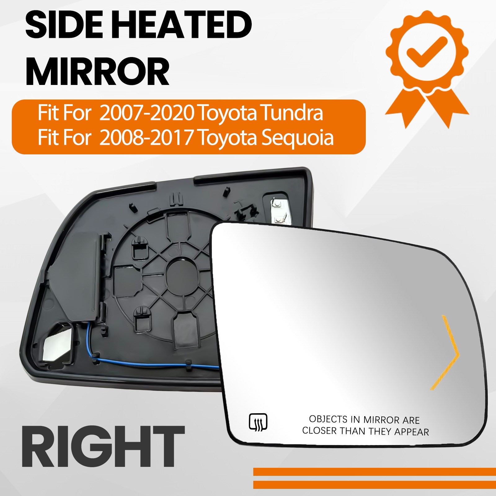 Mirror Glass Heated For Toyota Tundra 2007-2020 Sequoia 2008-2017 Passenger Side