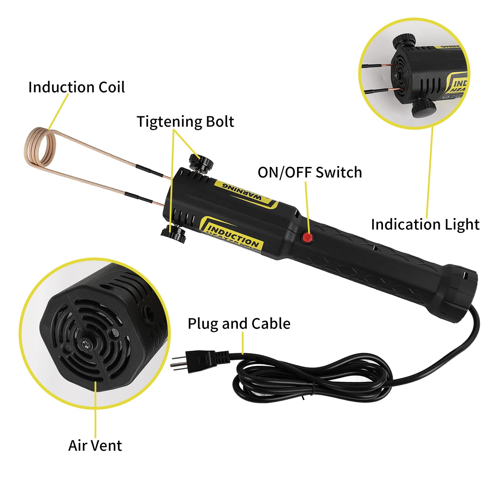 110V Magnetic Induction Heater Kit Bolt Remover Flameless Heat Tool Free Coils