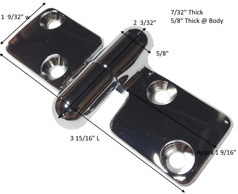 Chrome Plated CA377 Brass Motor Box Take Apart Hinge – Boat OEM {2 Pieces}