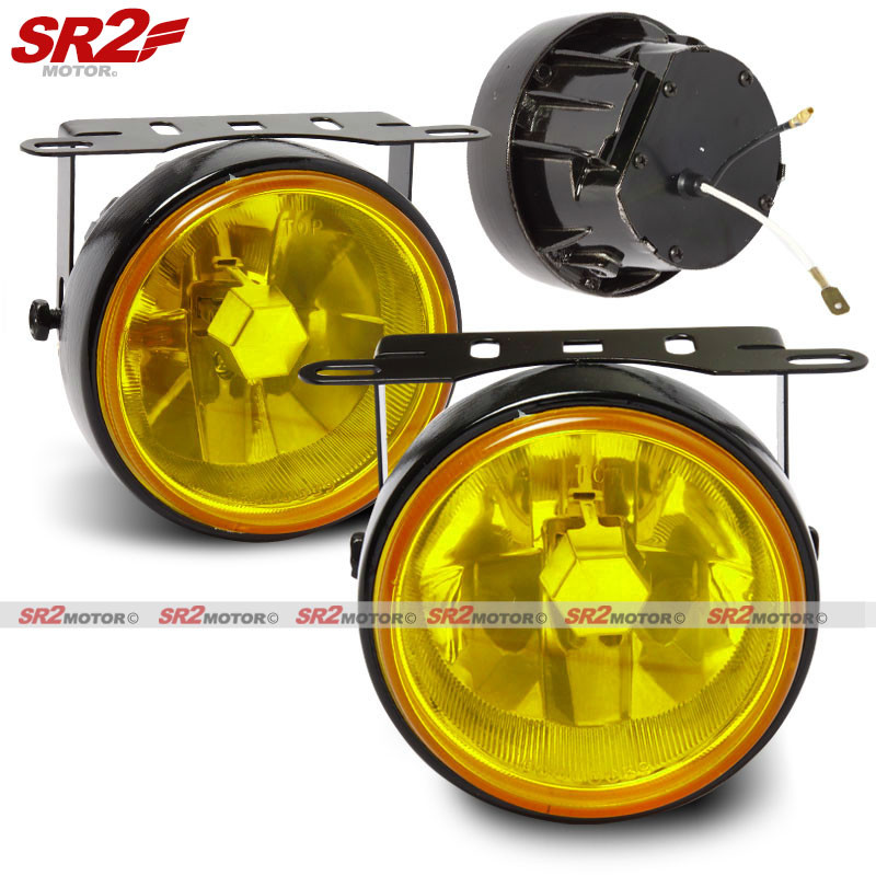 Universal 3.5″ Round Yellow Glass Lens Bumper Driving Fog Lamp Lights Kit