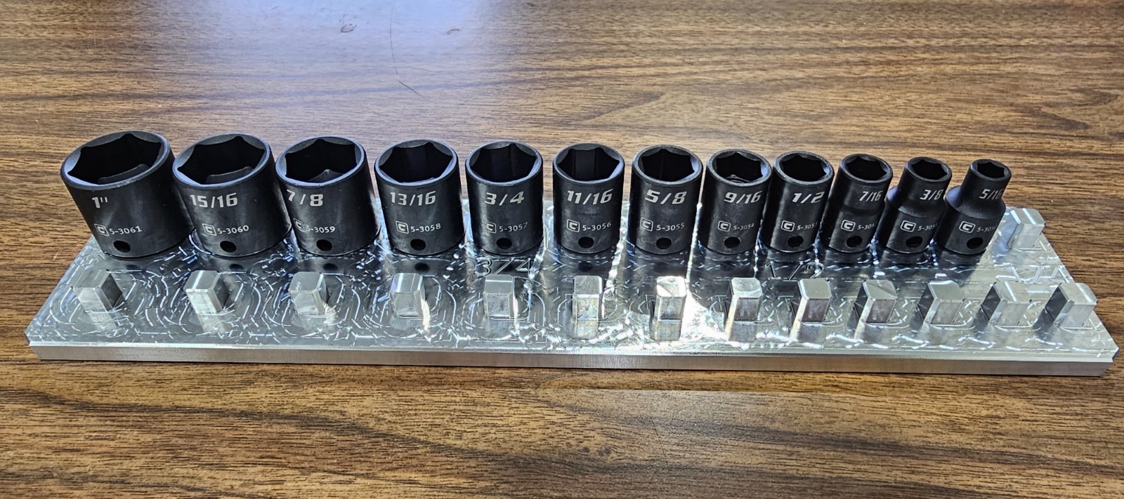 3/8 Drive Socket Organizer 2 Row 1/4″ -1″ SAE – Tool Box Billet