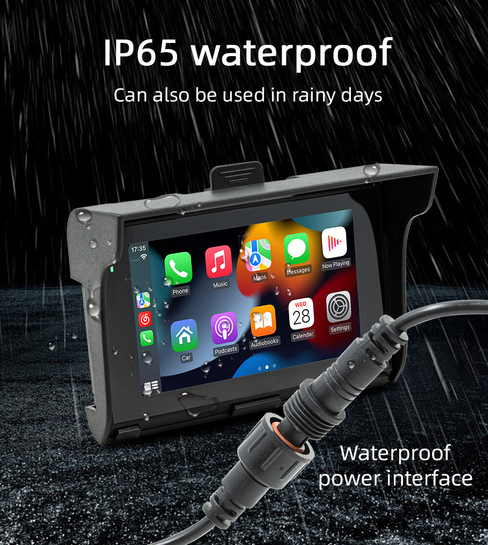 Motorcycle Radio MP5 Player GPS Navigator Portable Wireless Android Auto Carplay