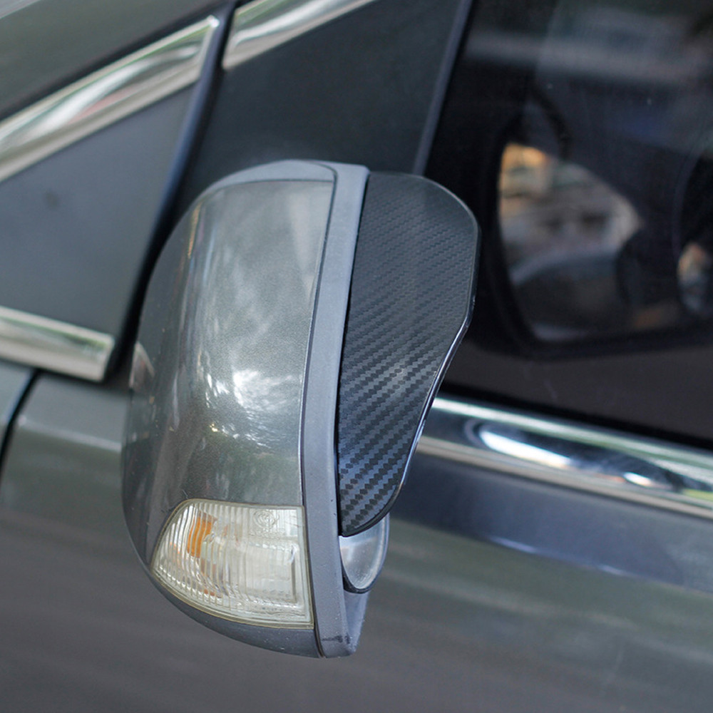 2x Car Carbon Fiber Black Rearview Side Mirror Rain Visor Guard Car Accessories