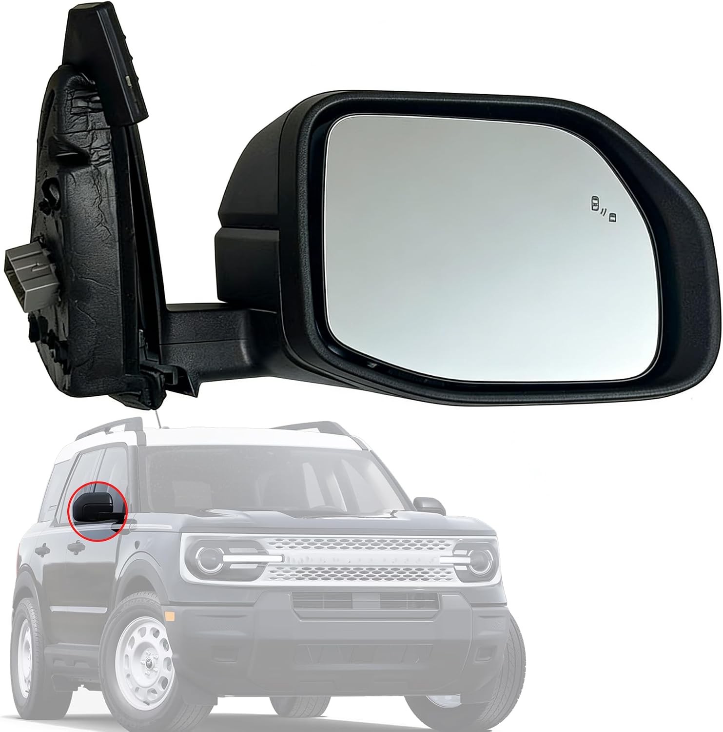 Passenger Right Side Mirror Heated Manual Fold For 2021-2024 Ford Bronco Sport