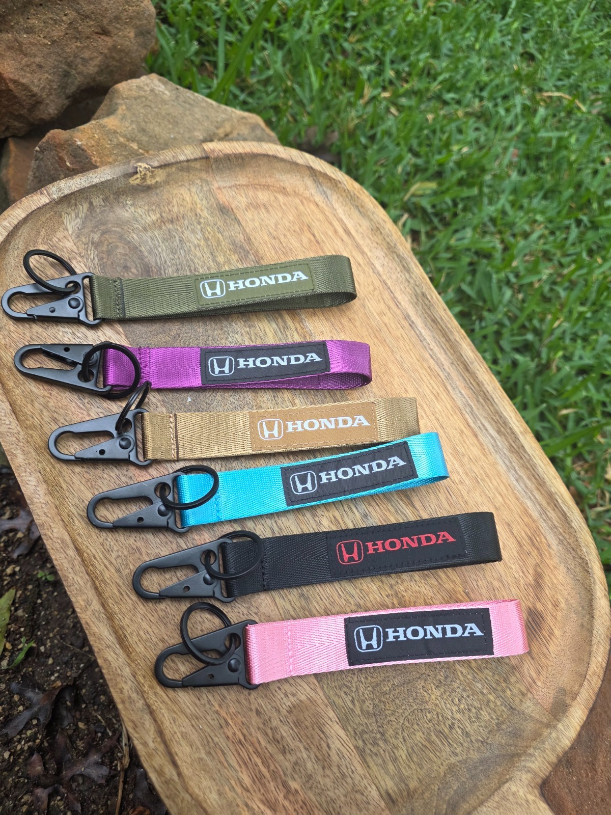 Black honda Metal Key Rain Keychain/Lanyard RED LETTERS NEW