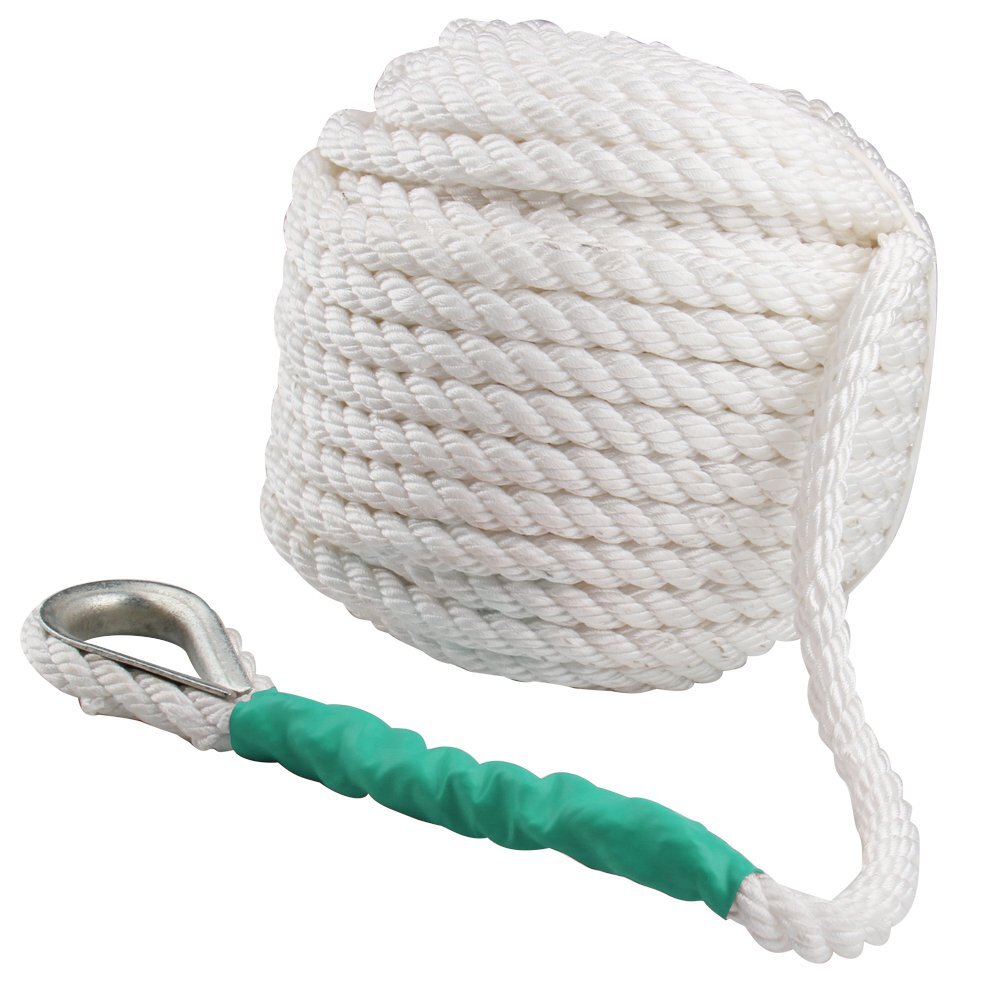 1/2″ 200FT Twisted Three Strand Nylon Anchor Rope Braided Boat Line w/ Thimble