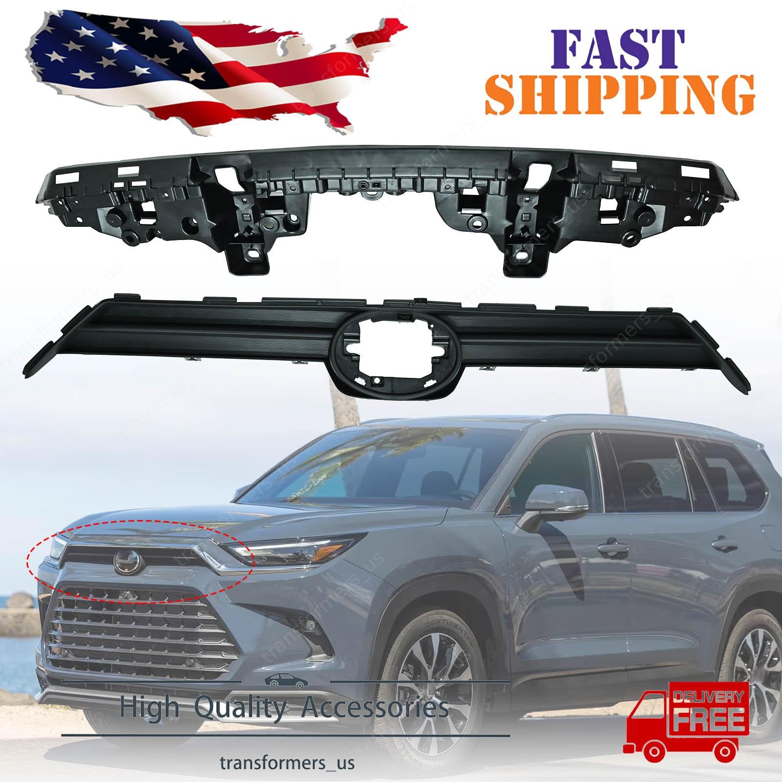 For Toyota Grand Highlander 2024-2025 Front Upper Grille And Bracket Matte Black