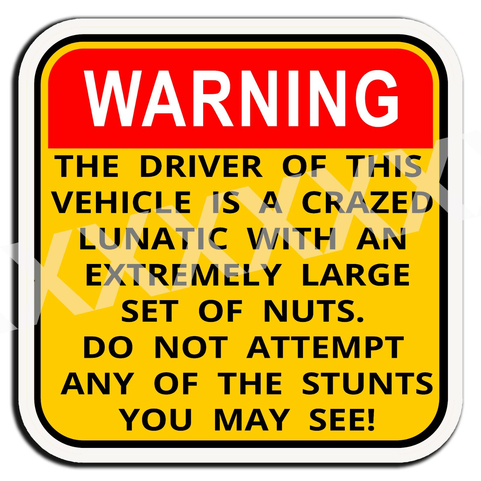 FUNNY WARNING ATV BIKE JEEP QUAD 4X4 STICKER DECAL LUNATIC STUNT DRIVER CAR