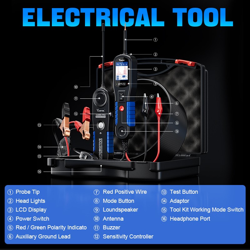 VDIAGTOOL V200Pro PowerScan Circuit Tester Electrical Power Probe Tool 12V/24V