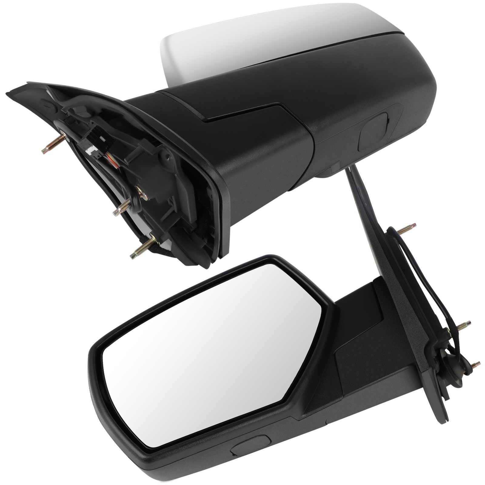 Pair Manual Fold Power Mirror for 14-17 Chevy Silverado 1500 Heated Chrome LH RH