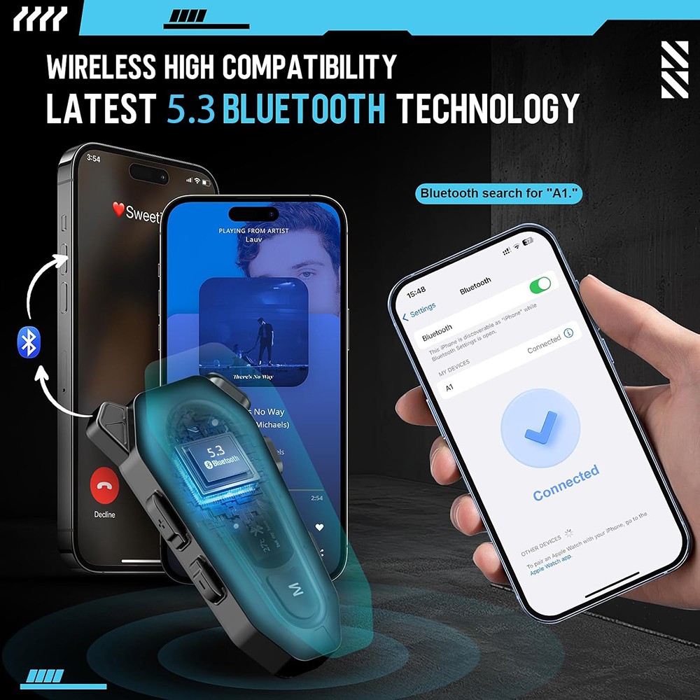 Waterproof Motorcycle Helmet Headset Wireless Bluetooth Headphone Speaker