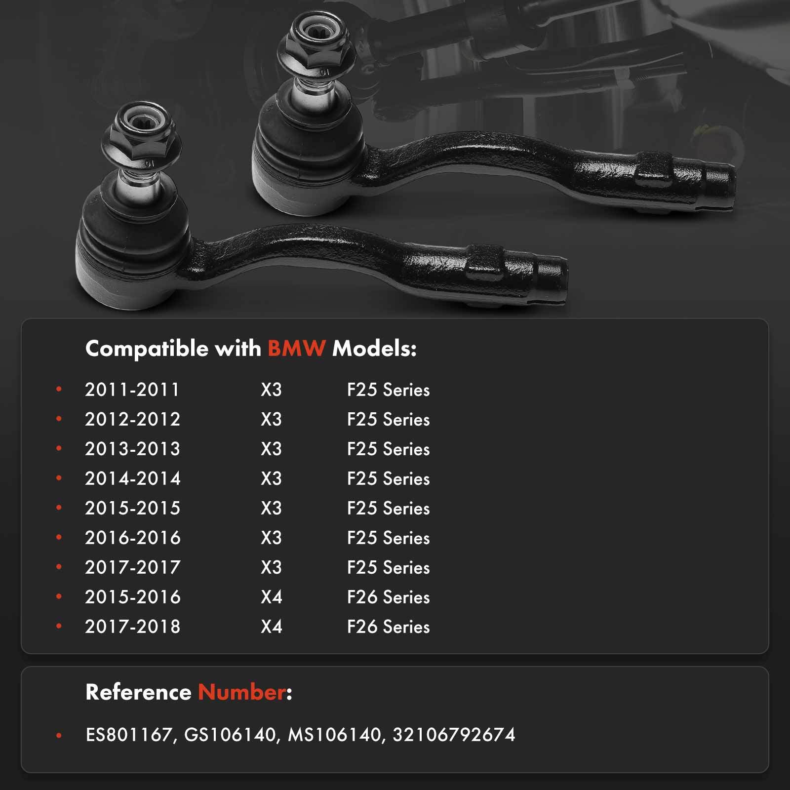 2x Front Driver & Passenger Outer Tie Rod End for BMW X3 2011-2017 X4 2015-2018