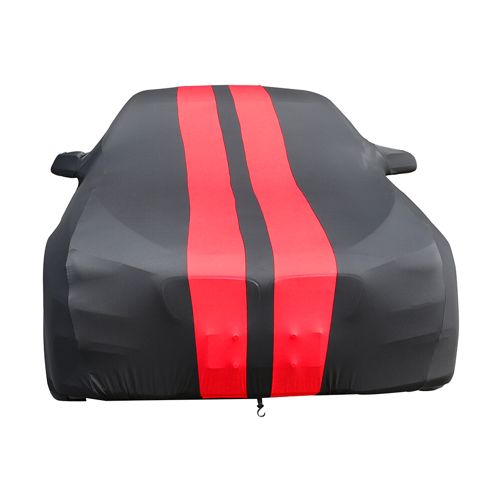 For Chevrolet Corvette C8 Indoor Dust Proof Black+ Red Line Stretch Car Cover US