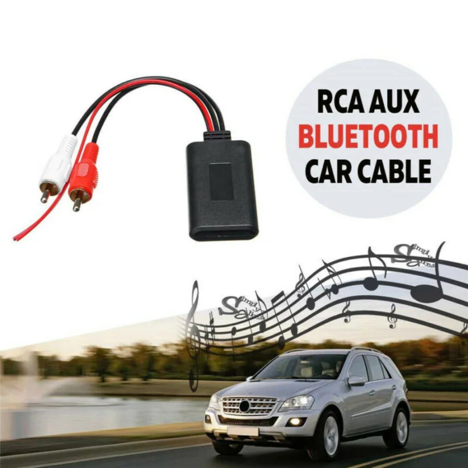Bluetooth 5.0 AUX Receiver Module for Car Audio 2RCA Interface Cable Adapter