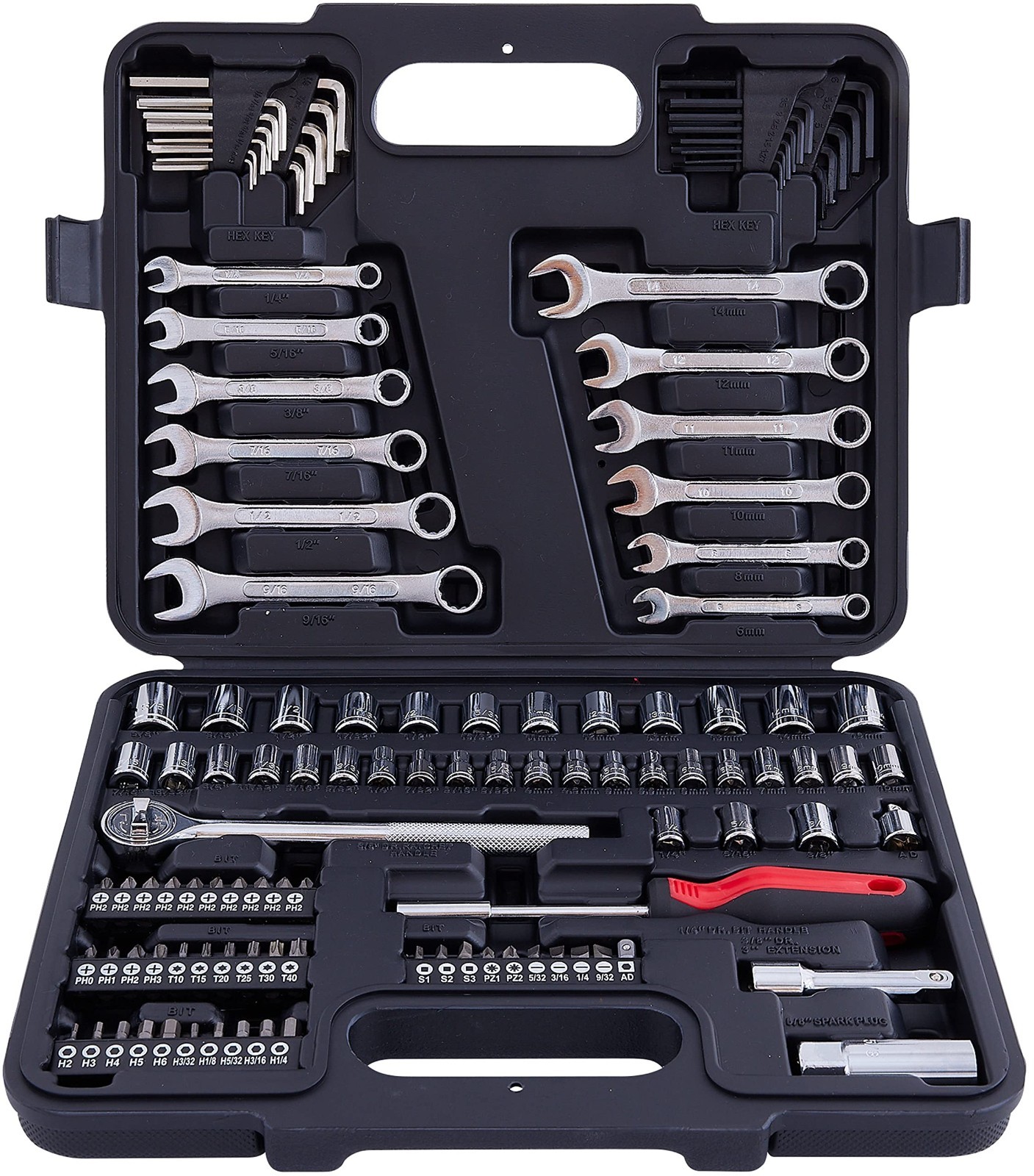 121-Piece Mechanics Tool Set | SAE & Metric Socket Wrench Kit for Auto Repair &