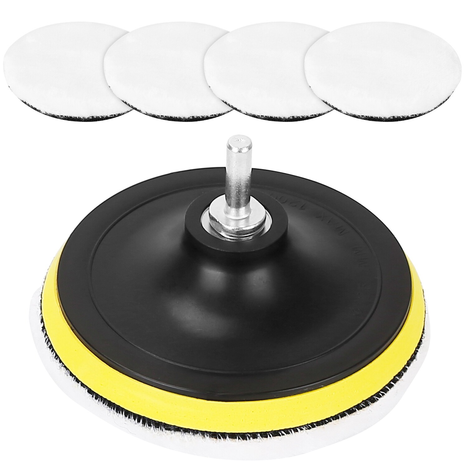 5Pcs 6in Buffing Polishing Pad Wool Wheel Mop Kit For Car Polisher Drill Adapter
