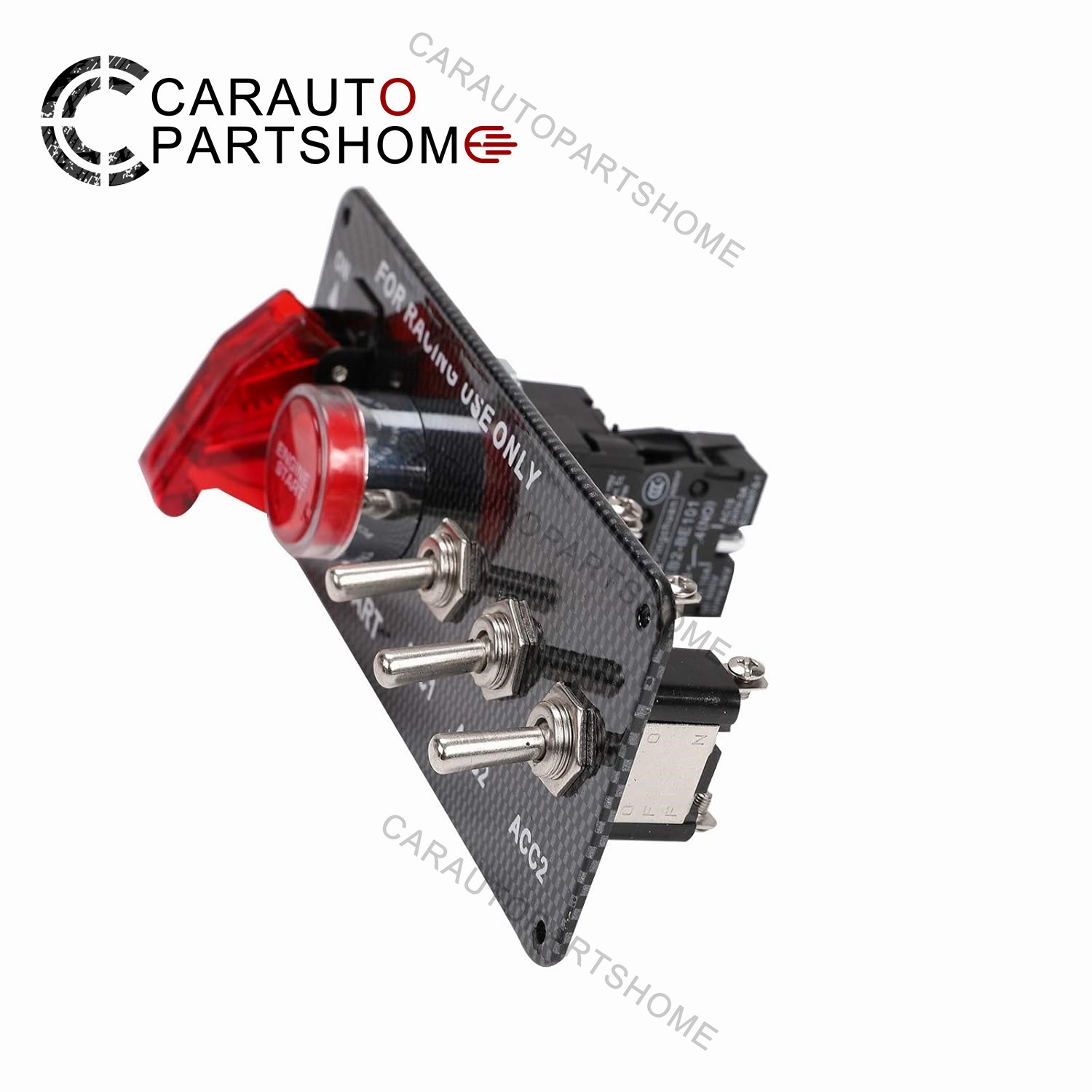 Ignition Switch Panel Racing Car 12V LED Engine Start Push Button Toggle Carbon
