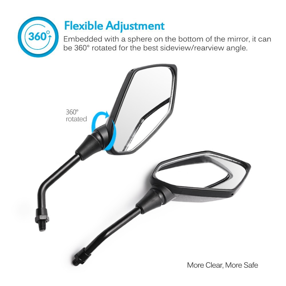Pair 7/8″ 22mm Handlebar End Rearview Side Rear View Mirror Universal Motorcycle