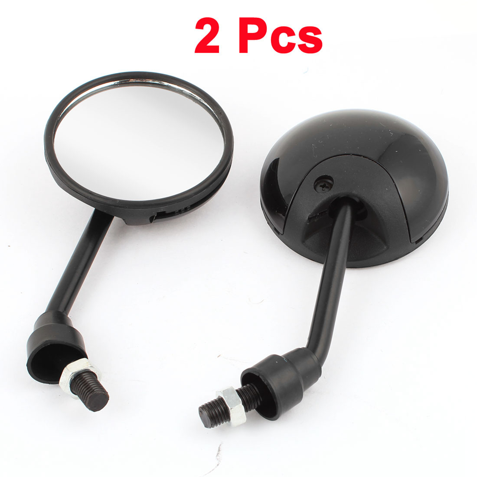 Pair Front 10mm 0.39″ Thread Dia Motorcycle Rear View Mirror Round Universal