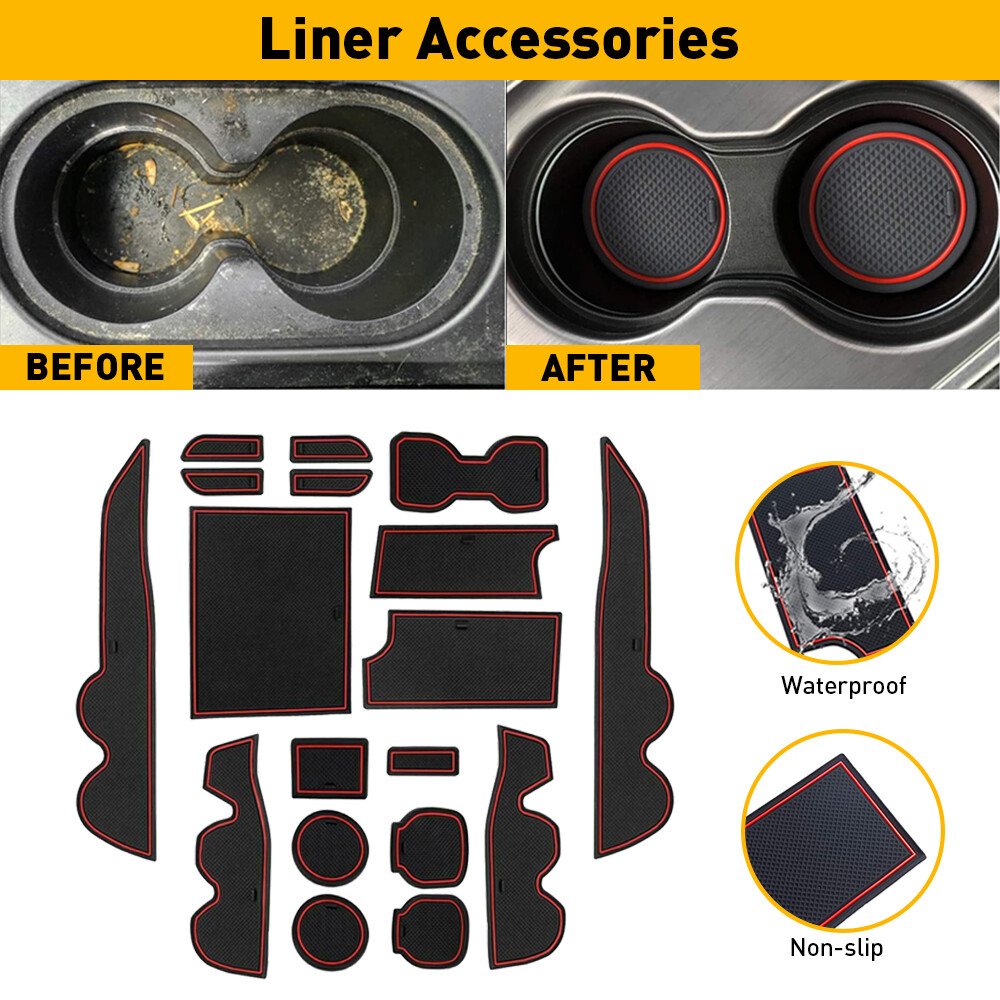 Red Car Cup Door Center Console Liner Insert For Toyota Tacoma 2016-2022 OXILAM