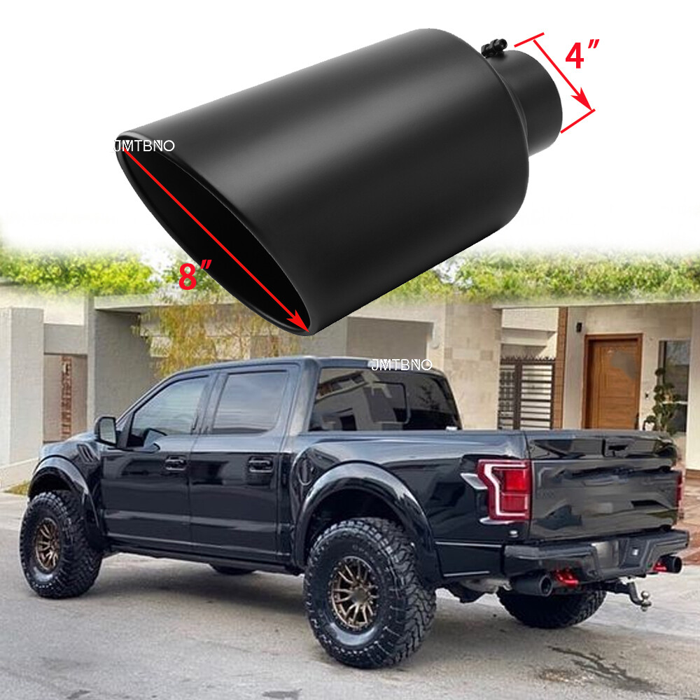 Bolt-On Black Exhaust Tip 4″ Inlet 8″ Outlet 15″ Length For Ford F150 F250 F350