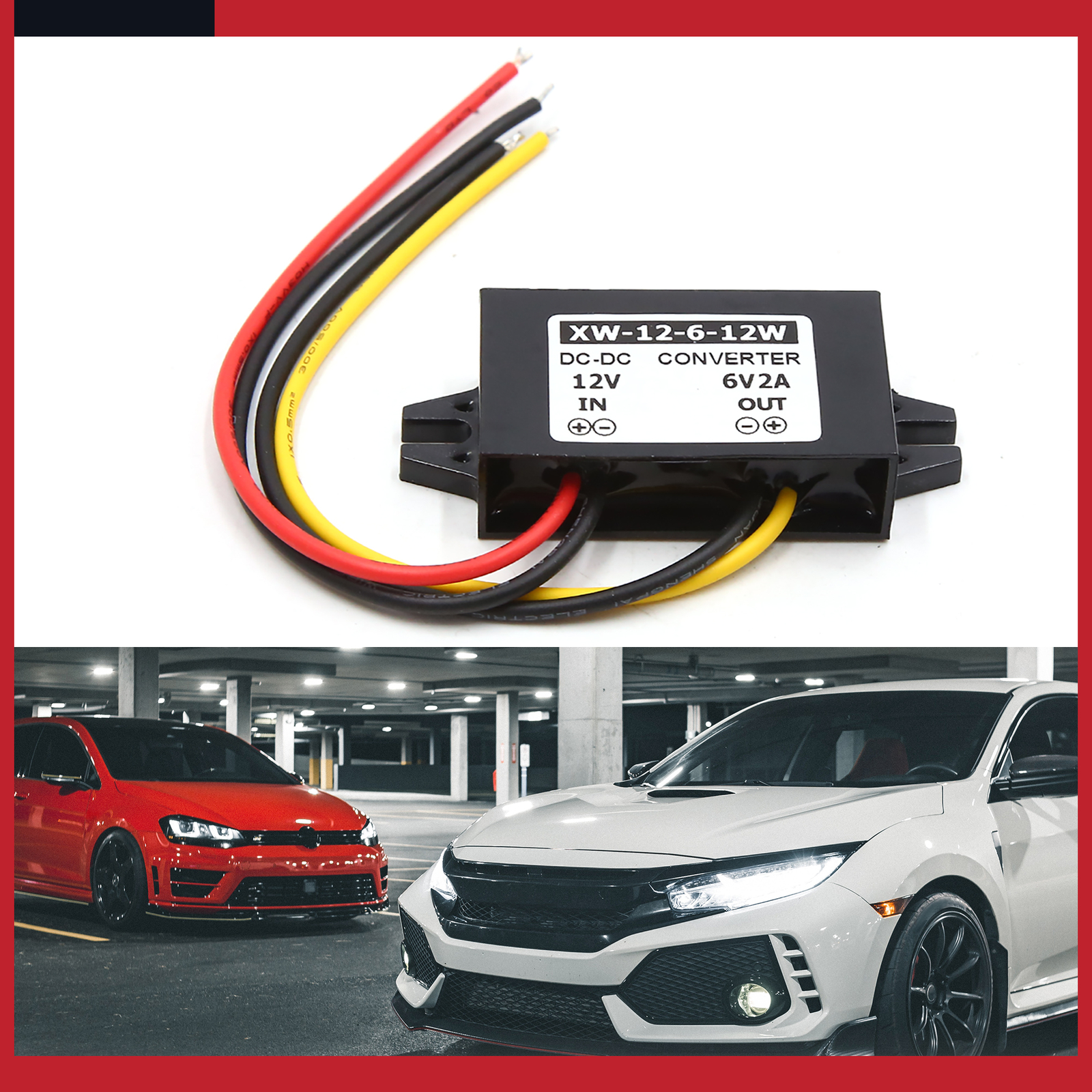 Universal DC12V to 6V 2A 12W Car Reducer Power Supply Transformer Pack of 1