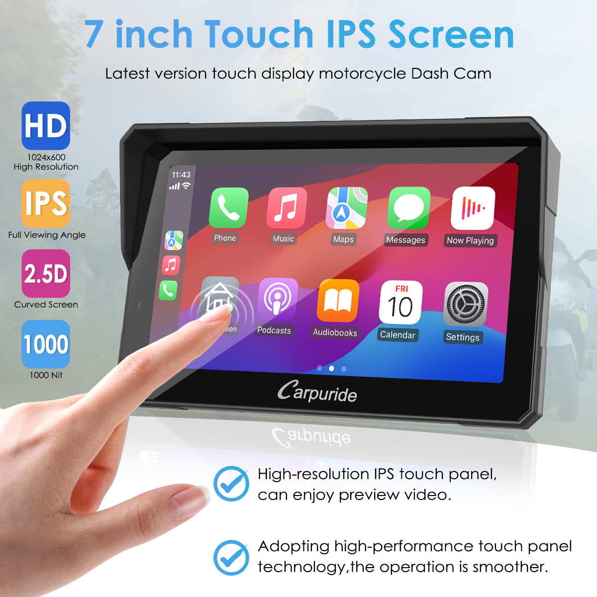 Carpuride W702Pro Wireless Carplay Android Auto Waterproof Touchscreen For Motor