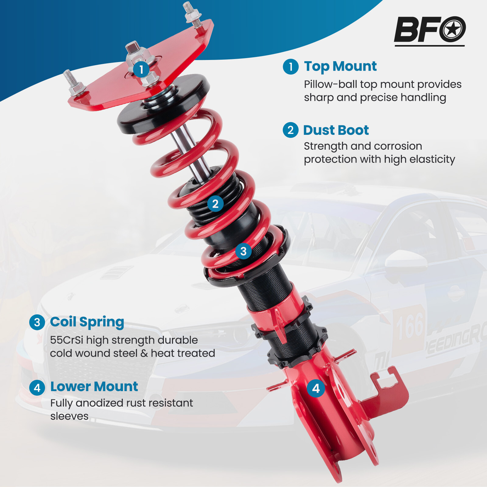 24 Way Damper Adjustable Coilover Kit Fit Honda Civic 2001 2002 2003 2004 2005