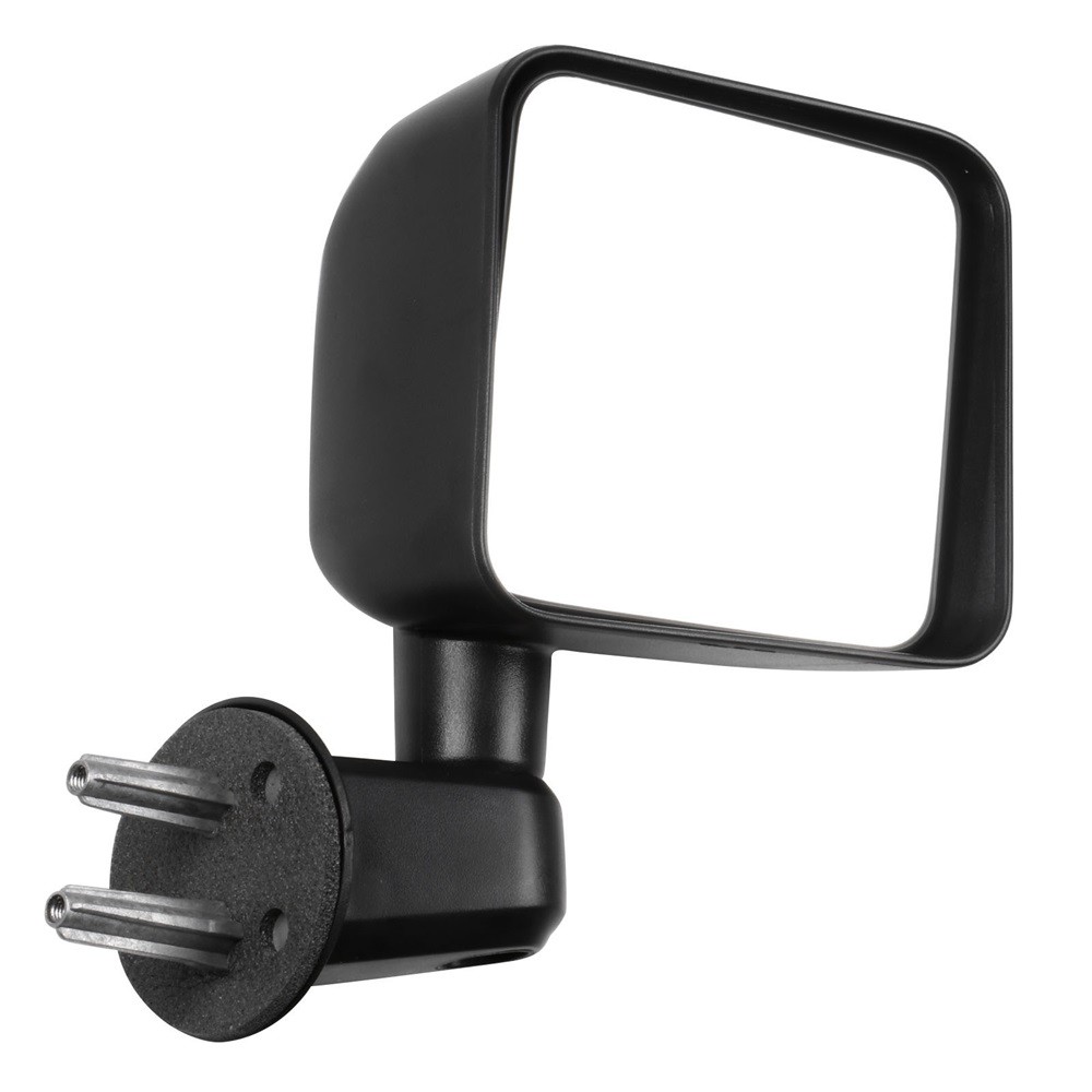 Black Smooth Mirror Manual Fold For 2007-2017 Jeep Wrangler Passenger Side
