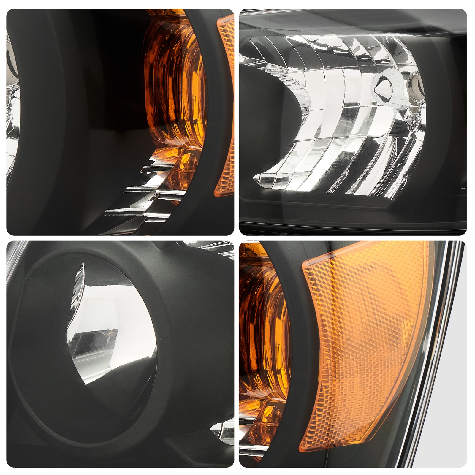 Headlight Pair for 2001-2007 Toyota Highlander LH & RH Headlamps Black Housing
