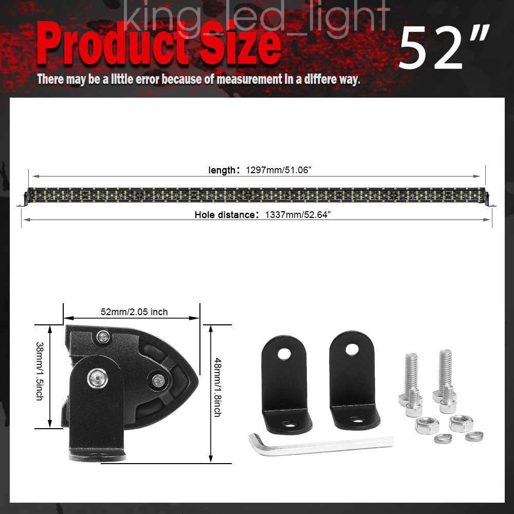 52″ 1200W LED Work Light Bar +4″ Pods Wire Kit For Jeep Wrangler JL Gladiator JT
