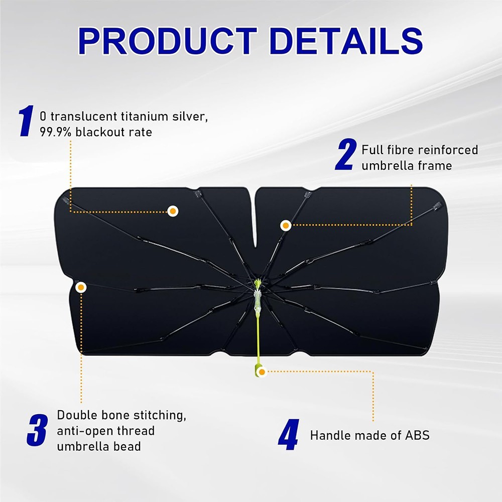 2-in-1 Windshield Sun Shades Visor Window Breaker Foldable UV Umbrella Universal
