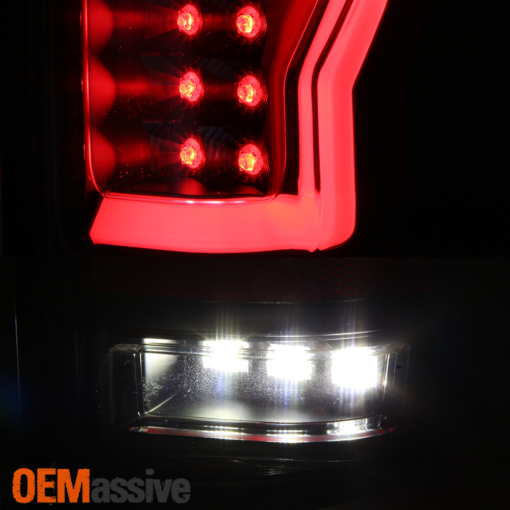 For 2004-2008 Ford F150 Styleside V2 Light Bar LED Black Tail Lights LH+RH Pair